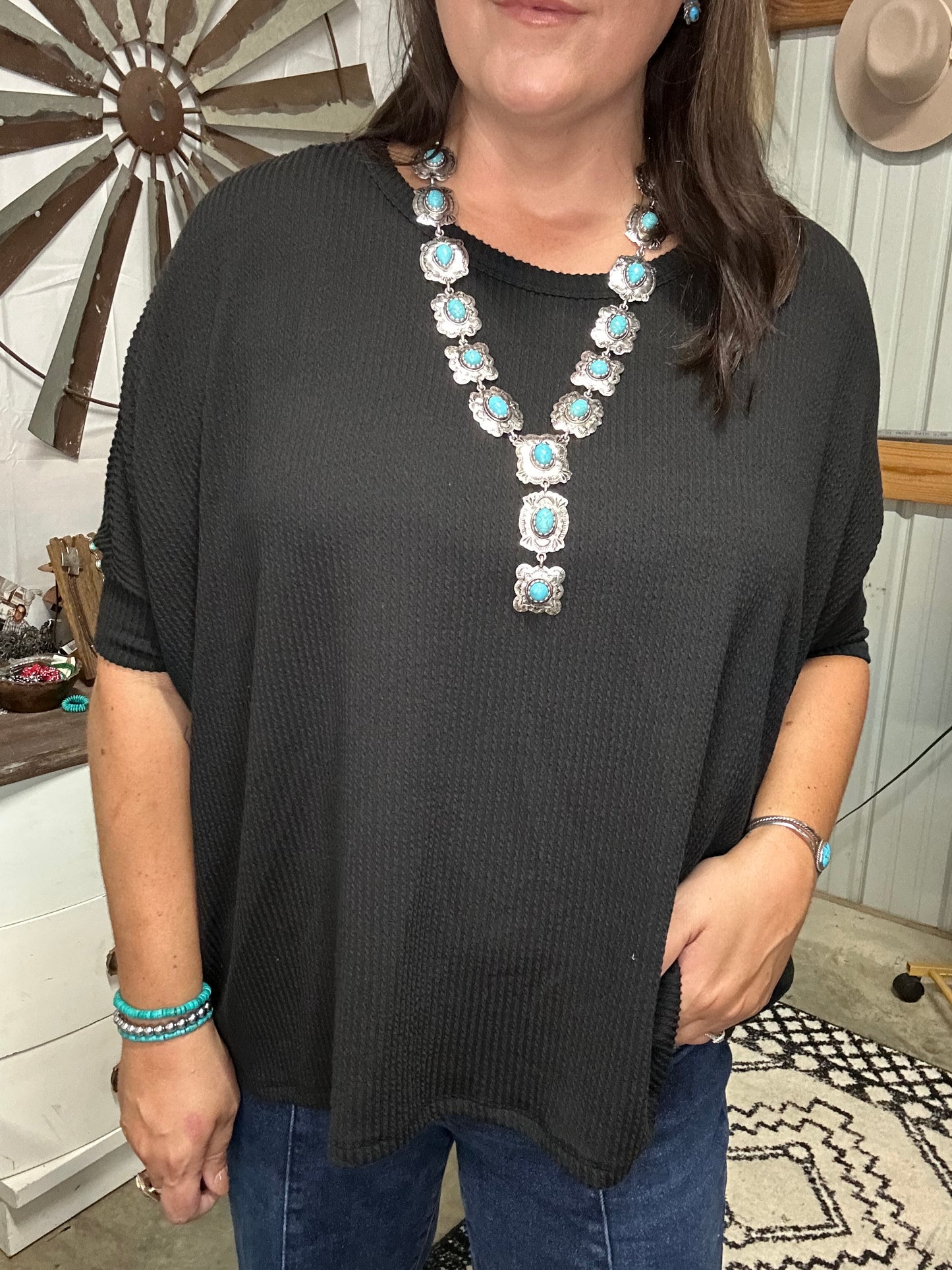 Ribbed batwing sleeve stop