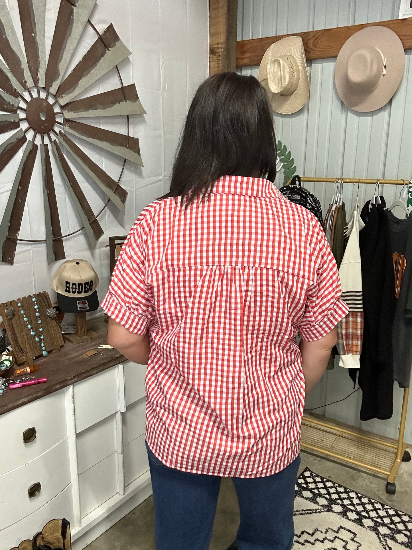 Plaid Button Up Oversize Blouse