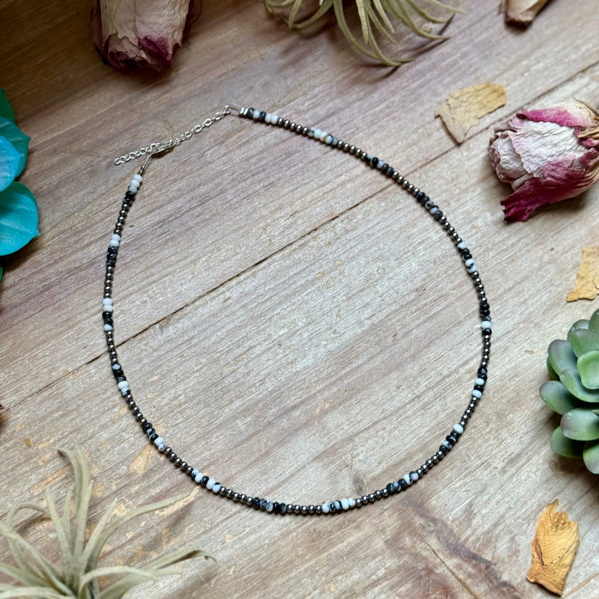 Faceted Zebra Jasper Necklace – 19" + Extender – 3mm