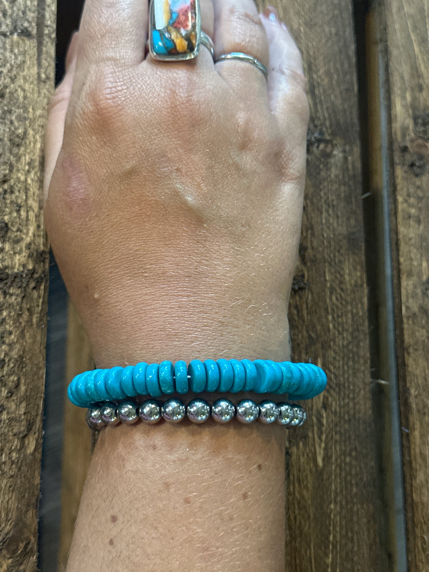 Large Turquoise Stretchy Bracelet