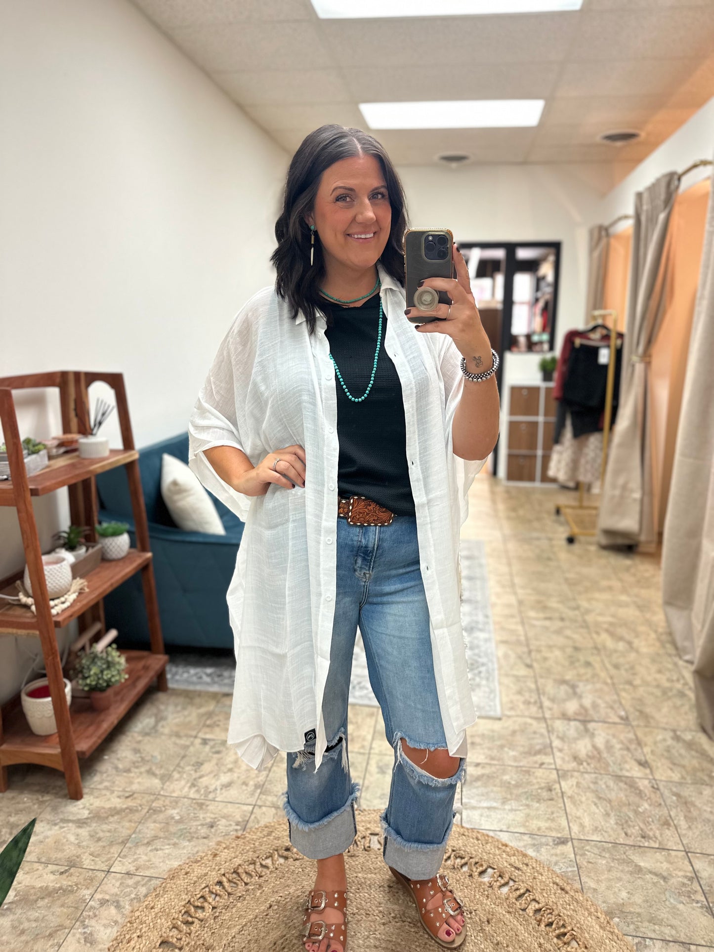 Oversized Sheer Button Up
