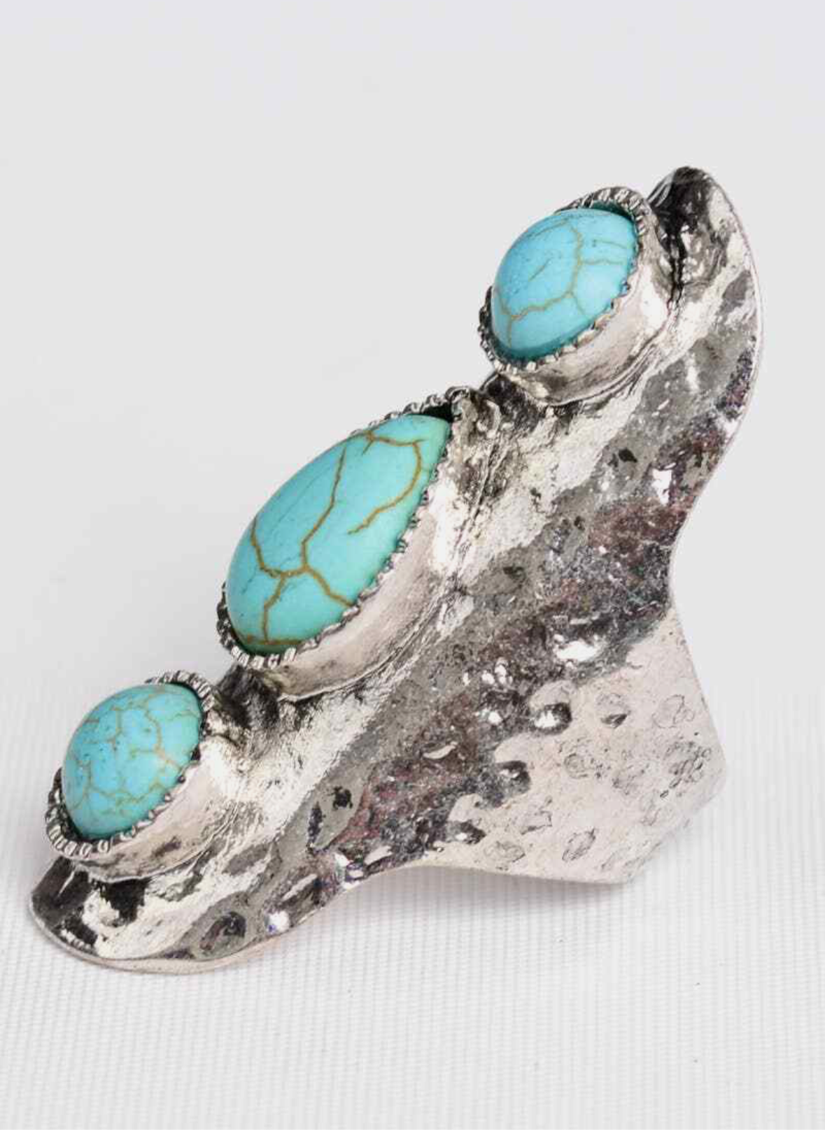 Hammered Turquoise Droplet Ring