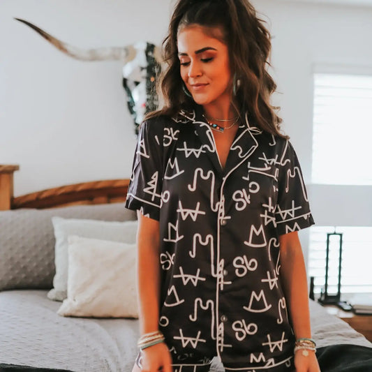 Black Brand Cowboy Shorts PJ Set