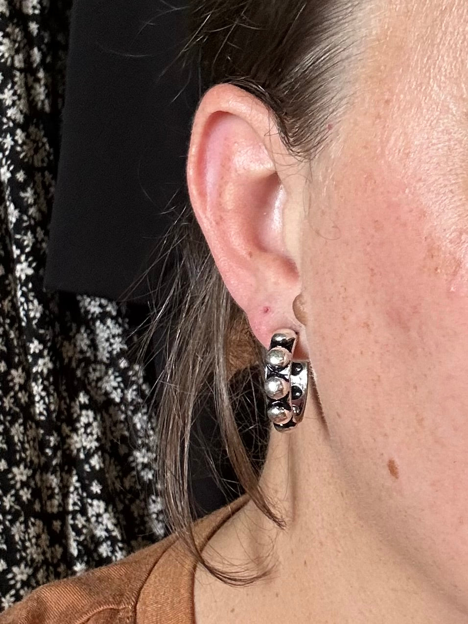 Small Bubble Stud Hoop Earrings