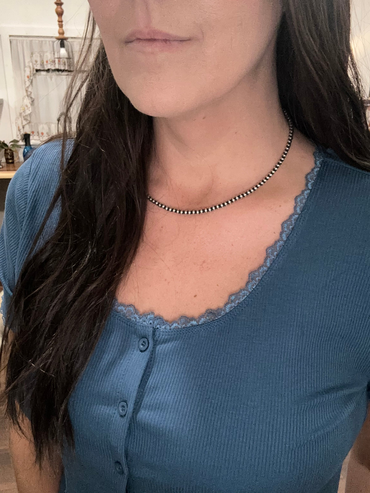 Solid Ribbed Button Top