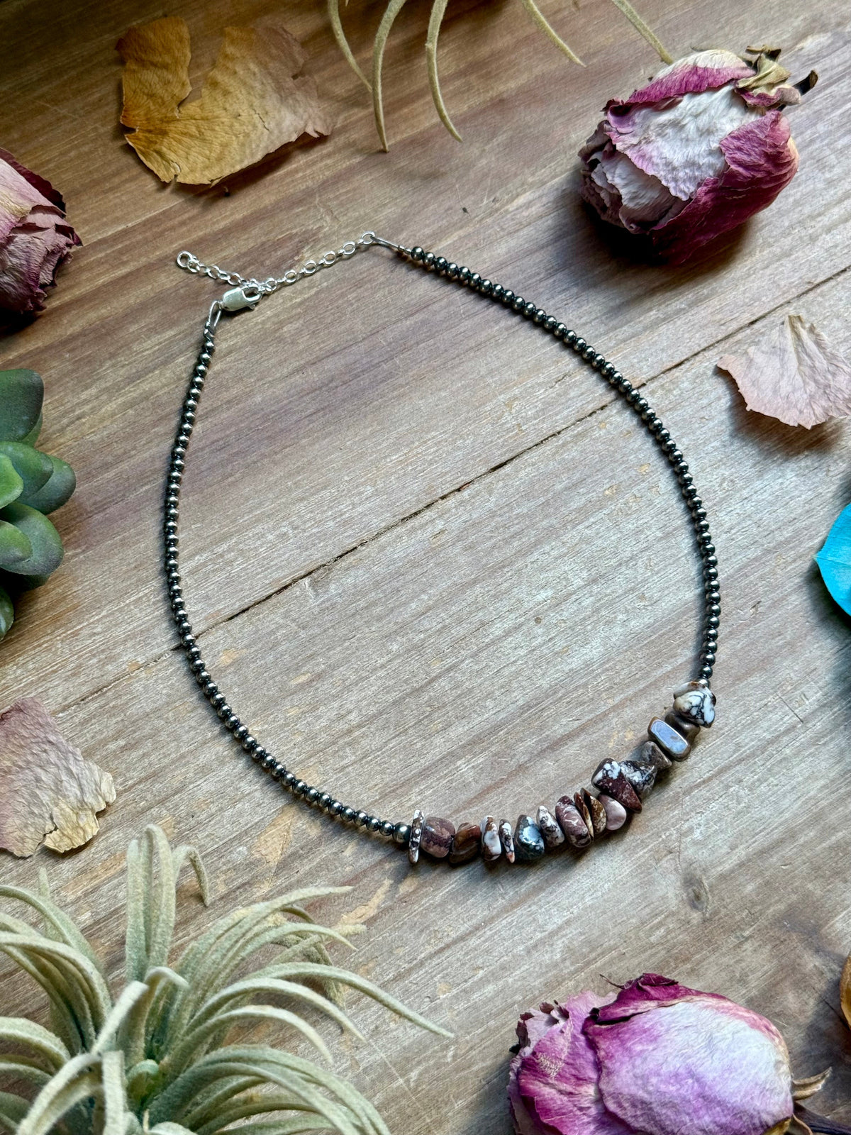 14” Wild Horse Choker – Sterling Silver Pearls