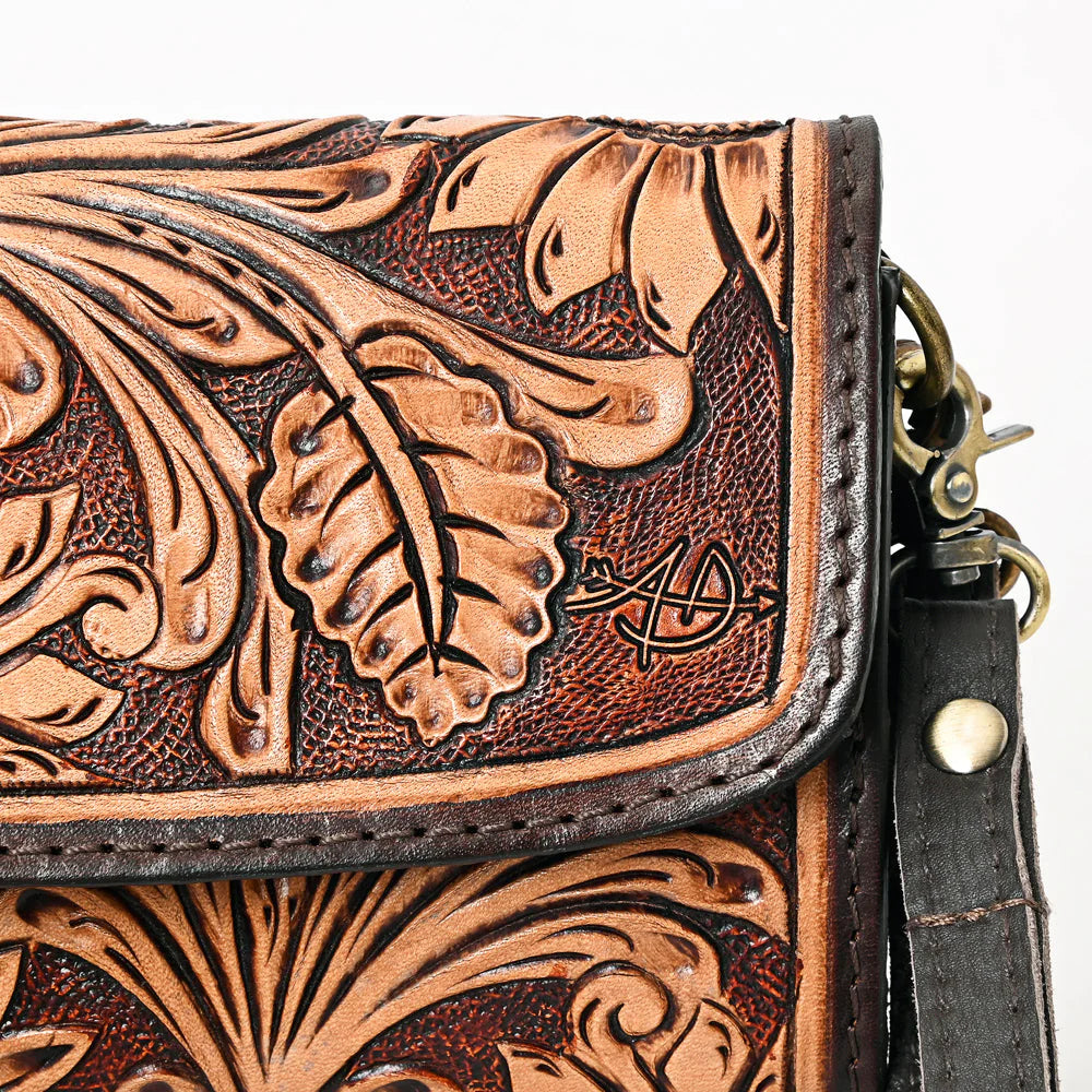 Floral Tooled Wallet with strap