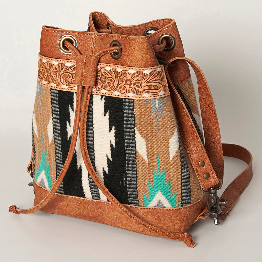 Leather & Saddle Blanket Bucket Bag