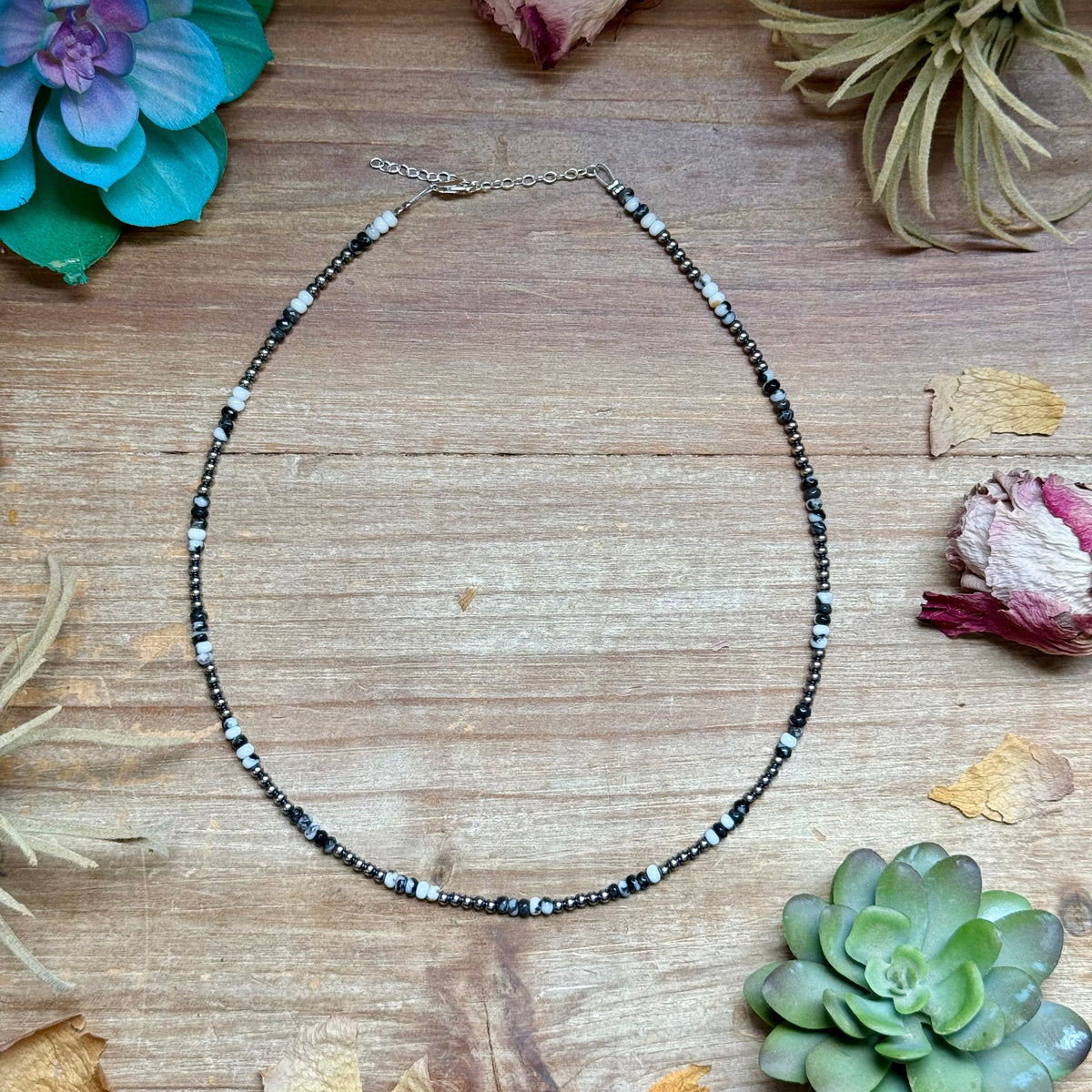 Faceted Zebra Jasper Necklace – 19" + Extender – 3mm