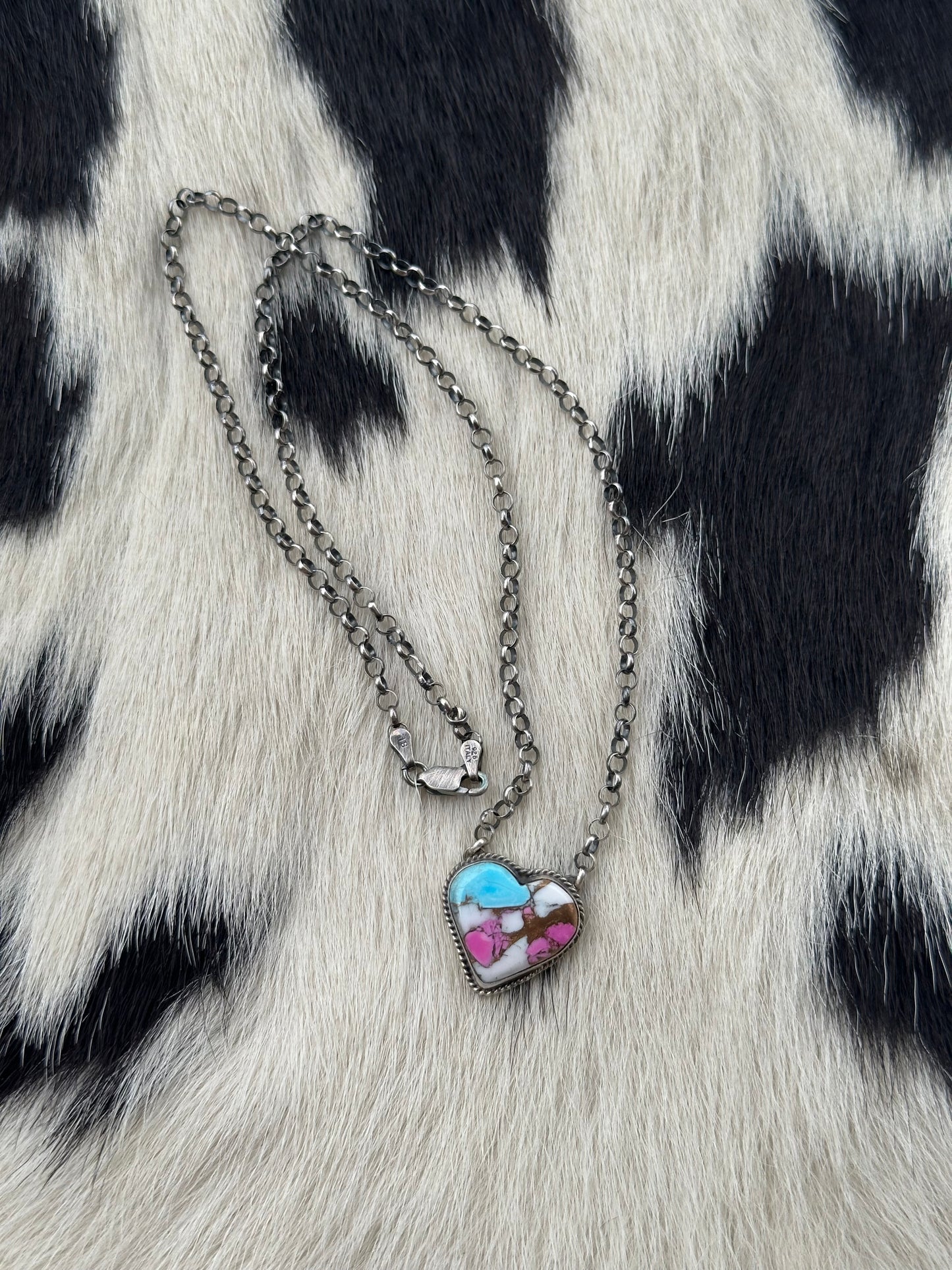 Cotton Candy Turquoise Heart Necklace