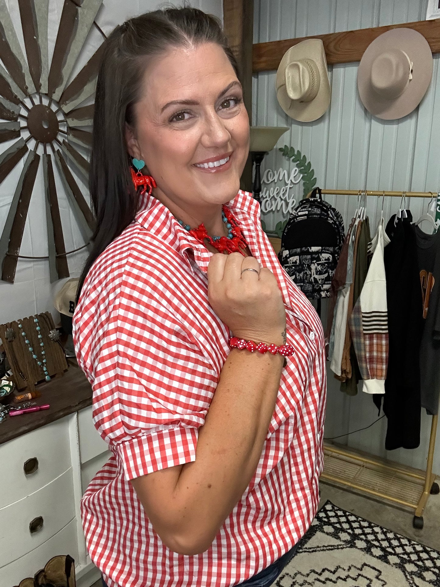 Plaid Button Up Oversize Blouse