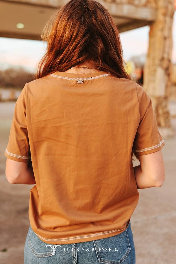 Camel Howdy Embroidered Tee