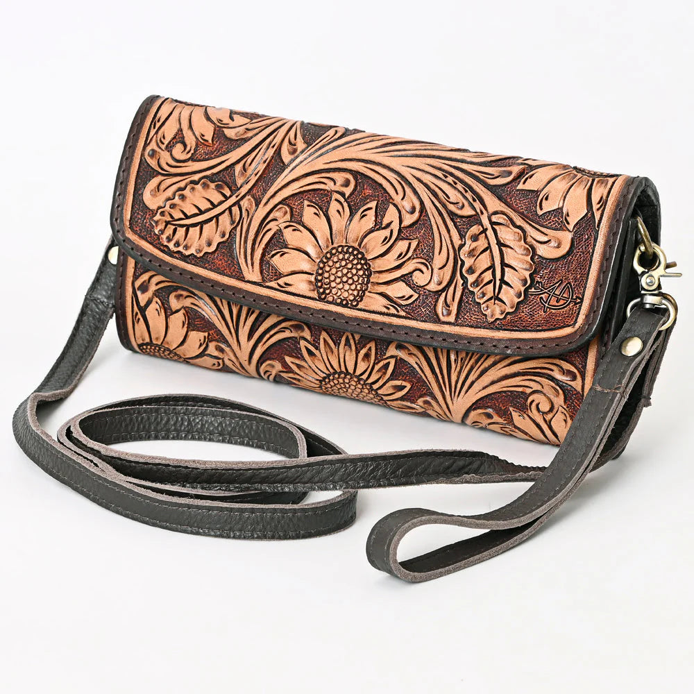 Floral Tooled Wallet with strap