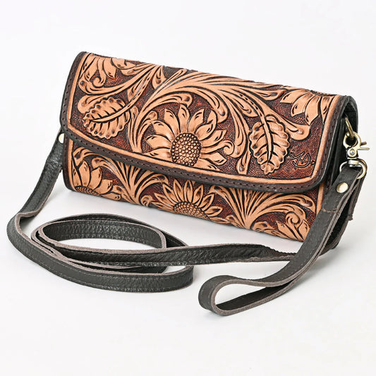 Floral Tooled Wallet with strap