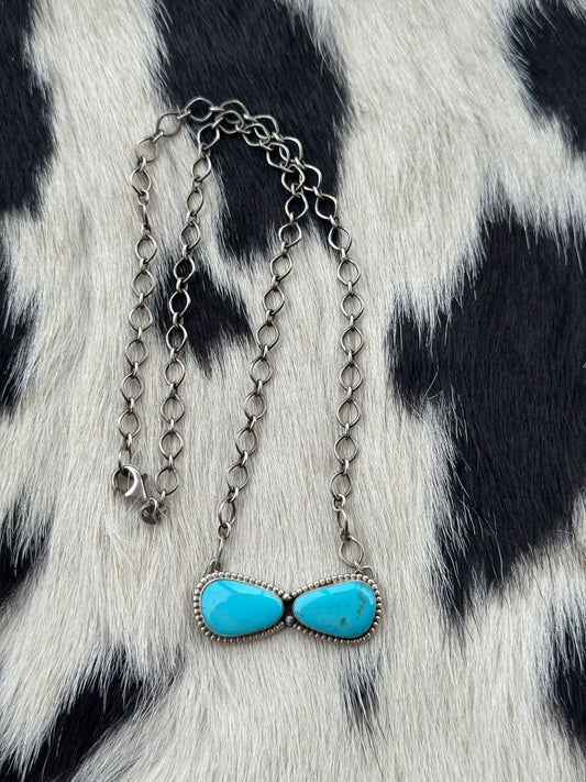 Double Turquoise Stone Necklace