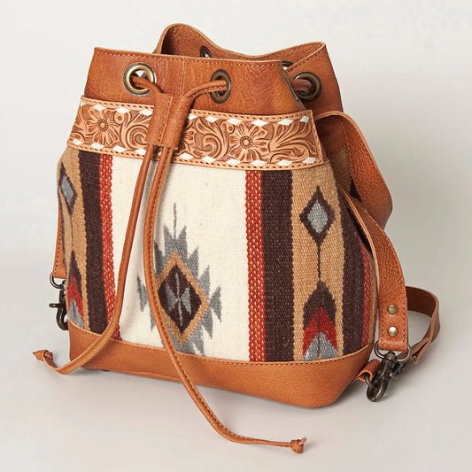 Leather & Saddle Blanket Bucket Bag