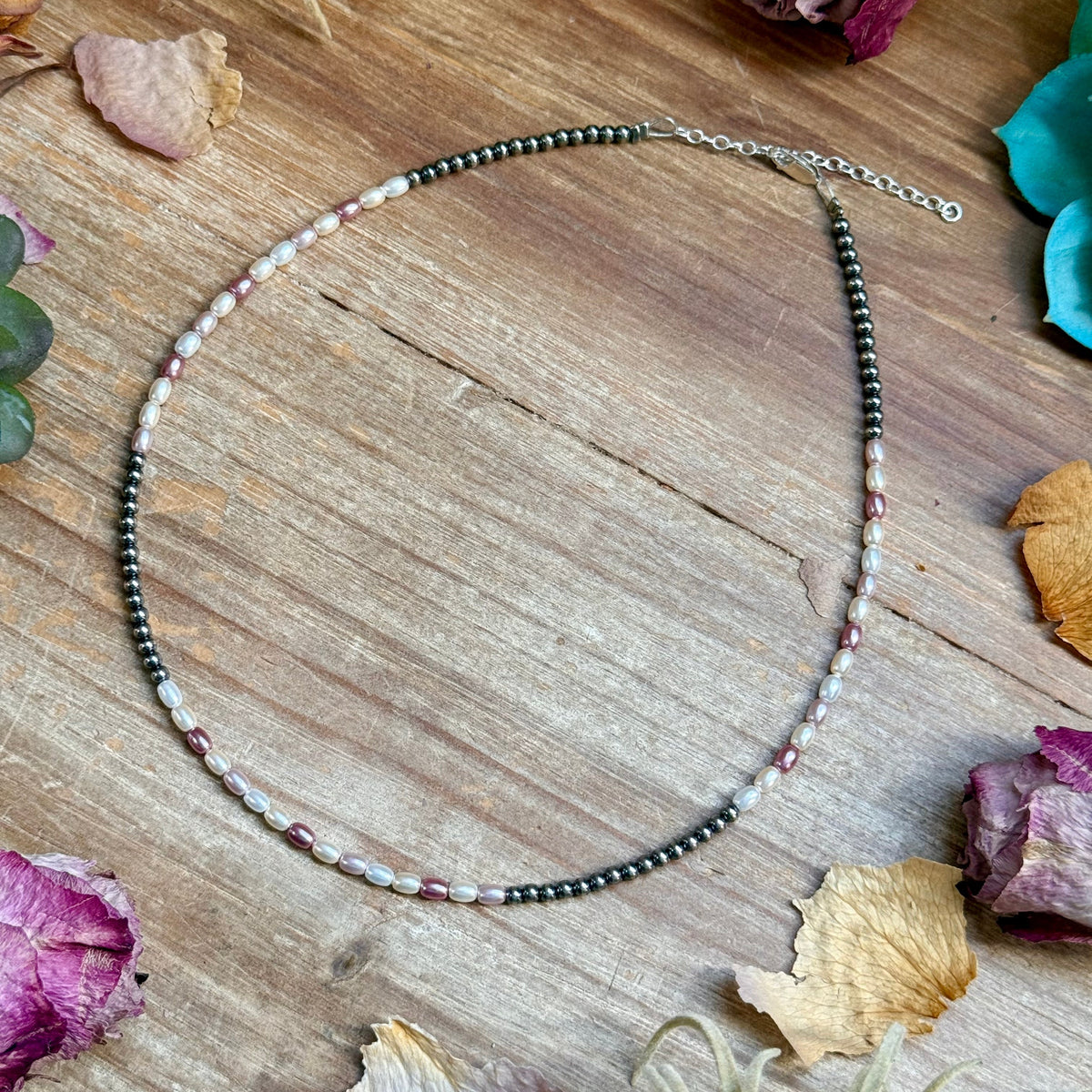 15.25” Pink Freshwater Pearl Necklace – Sterling Silver Pearls