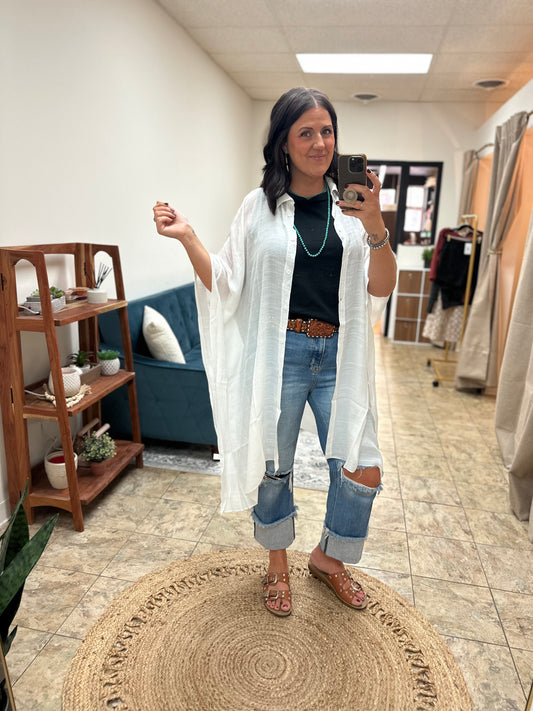 Oversized Sheer Button Up