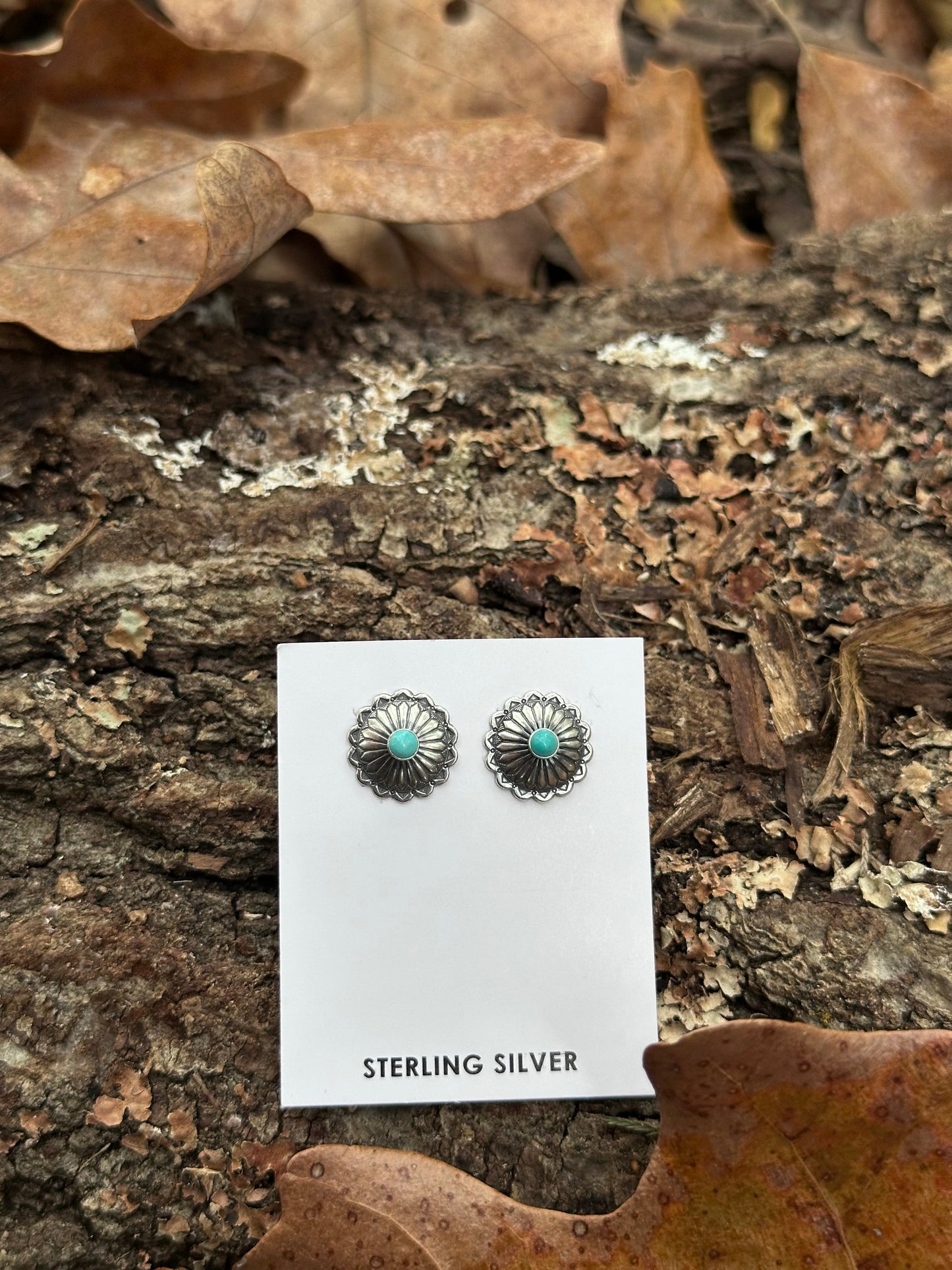 Silver Concho Stud Earrings