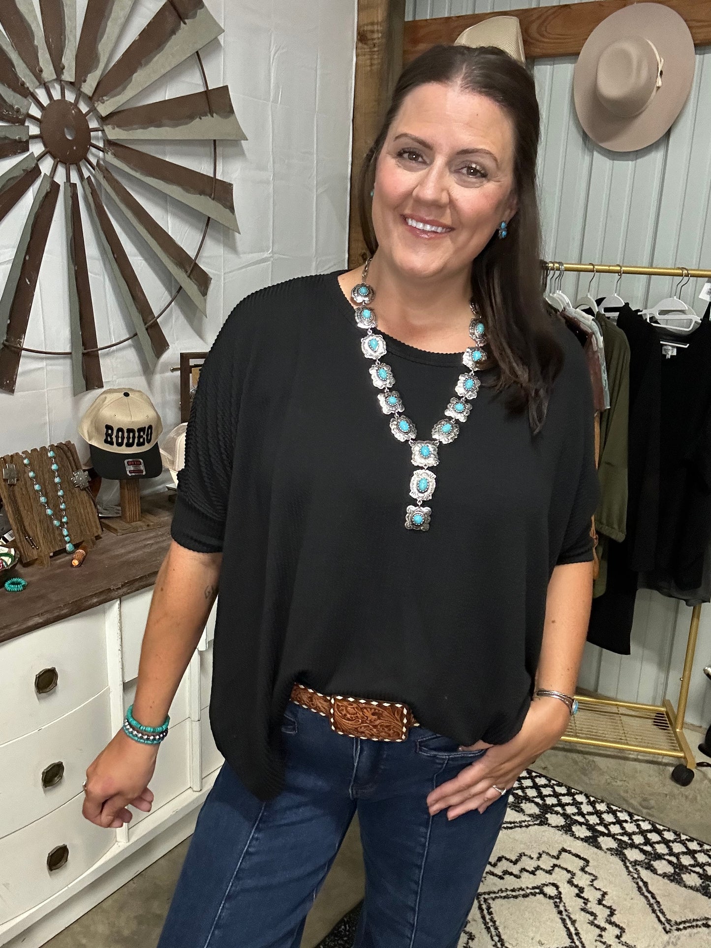 Ribbed batwing sleeve stop