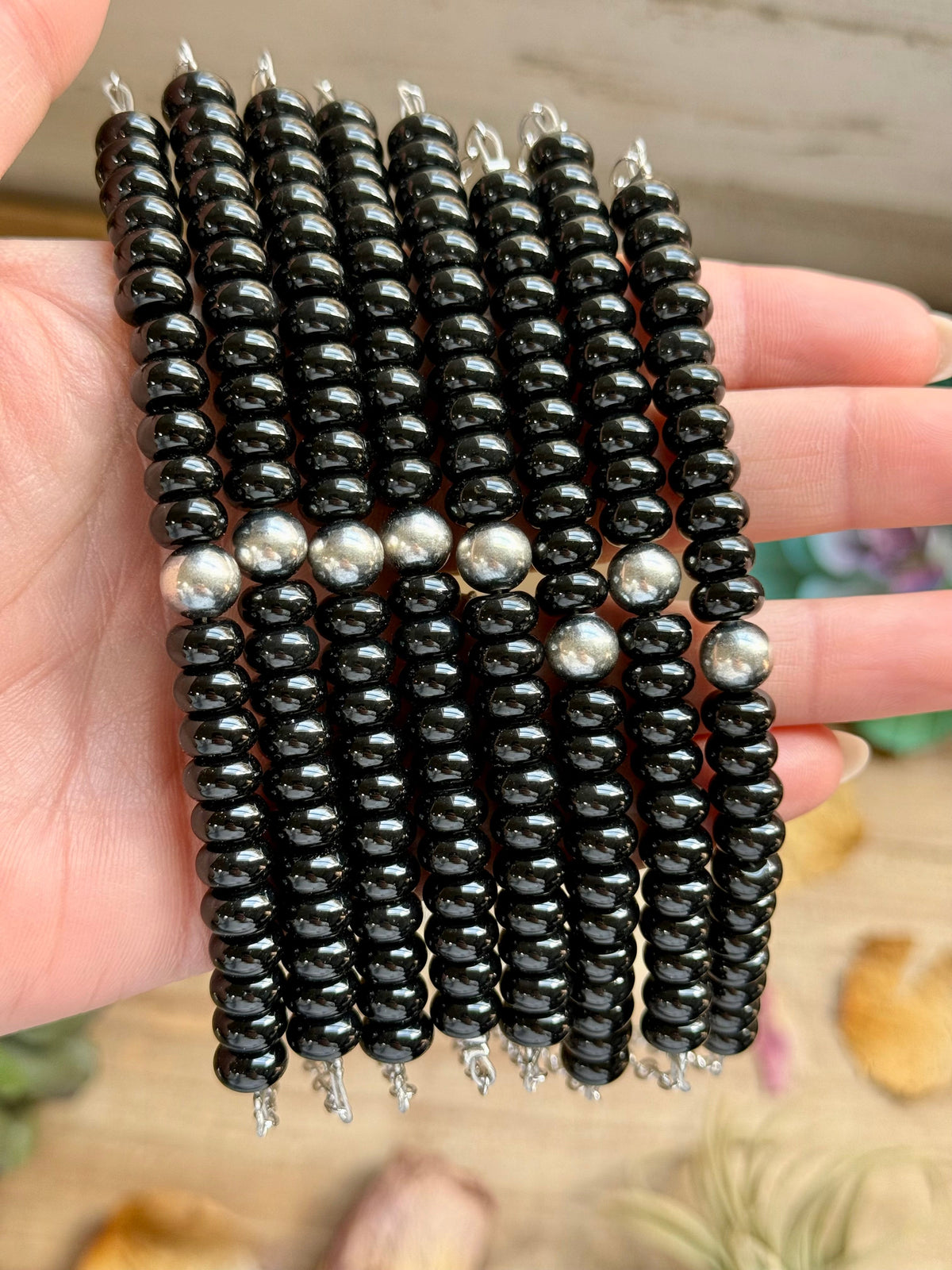 16” Black Onyx Paperclip Necklace – Sterling Silver Accent