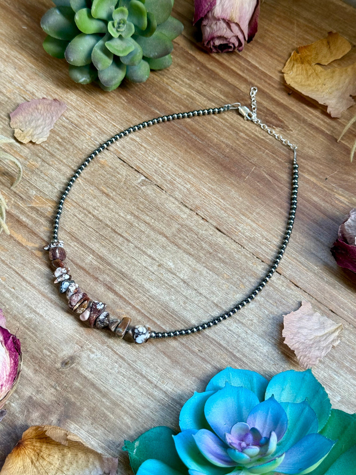 14” Wild Horse Choker – Sterling Silver Pearls