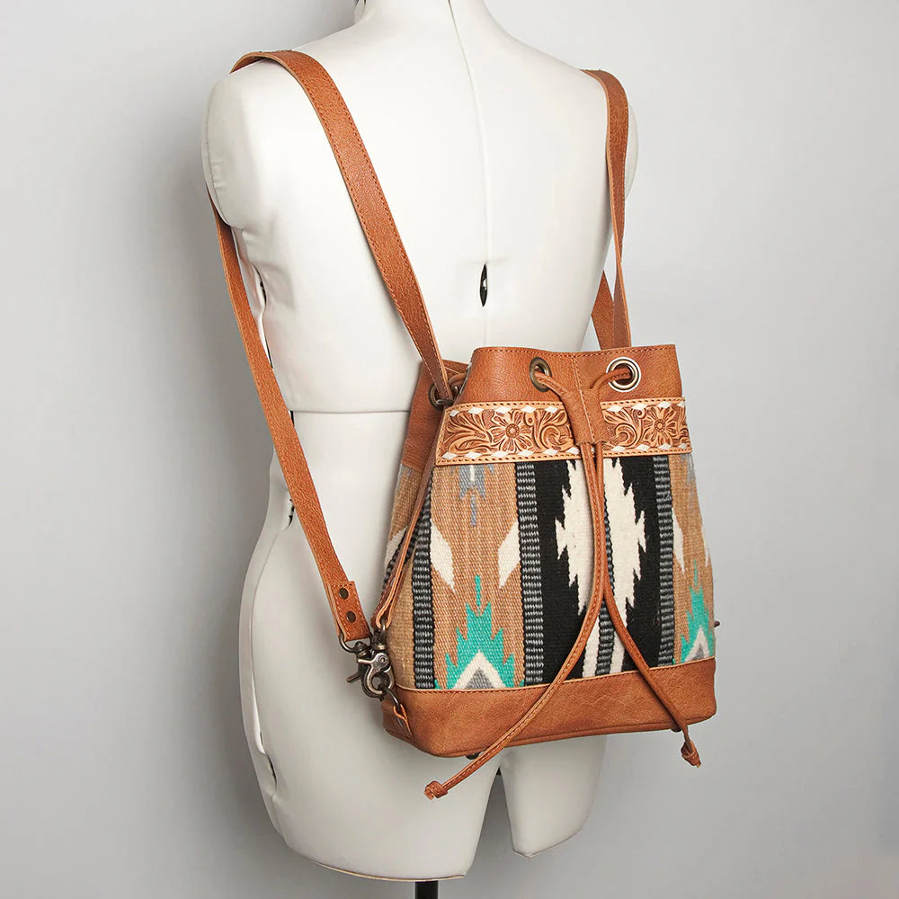 Leather & Saddle Blanket Bucket Bag