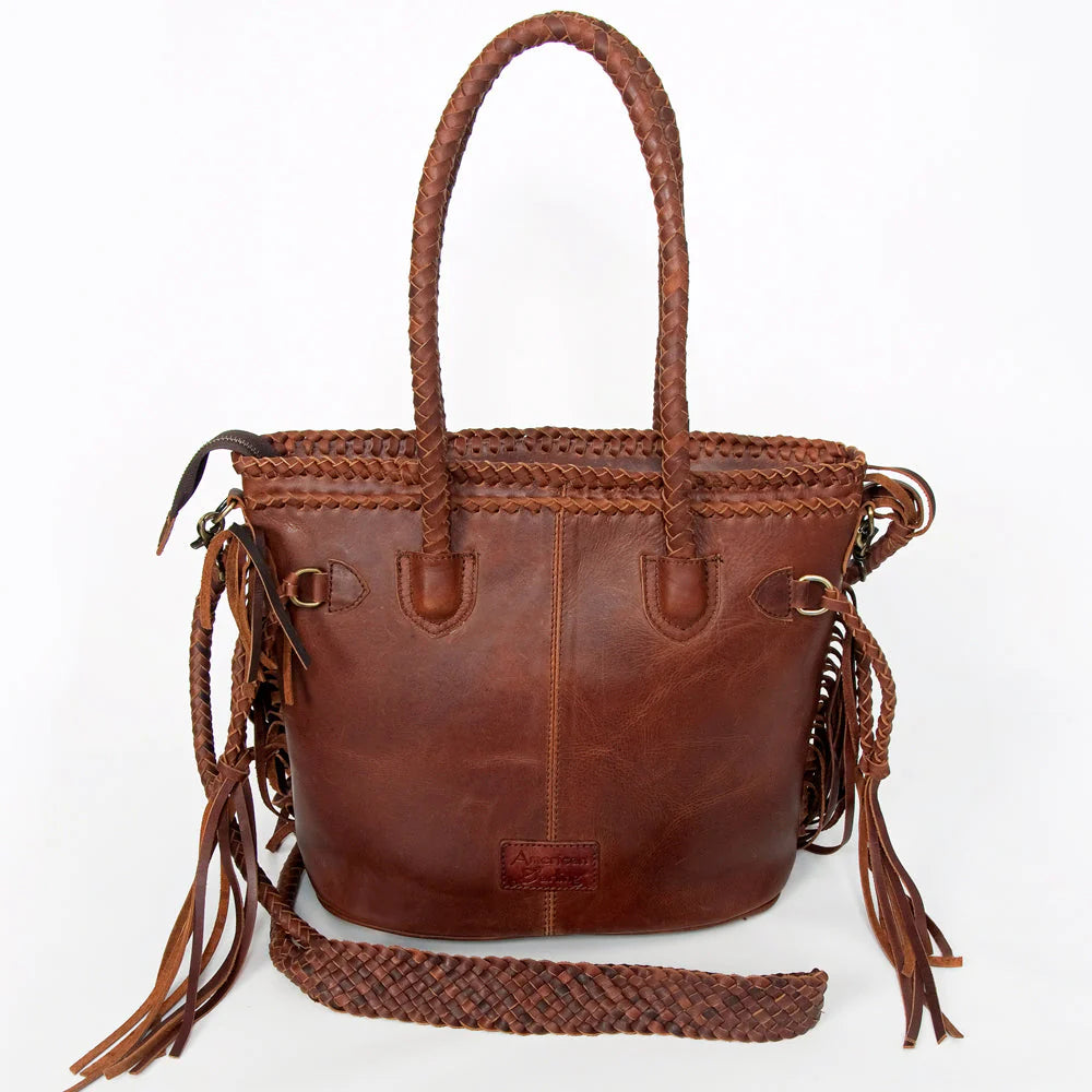 Leather Fringe and Braided Tote Bag