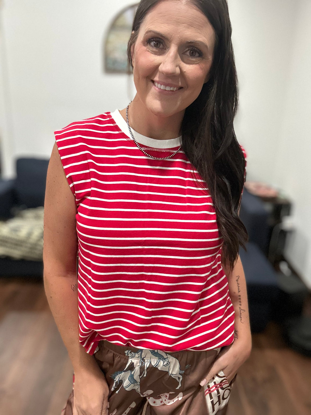 Stripe Ribbed Loose Tank