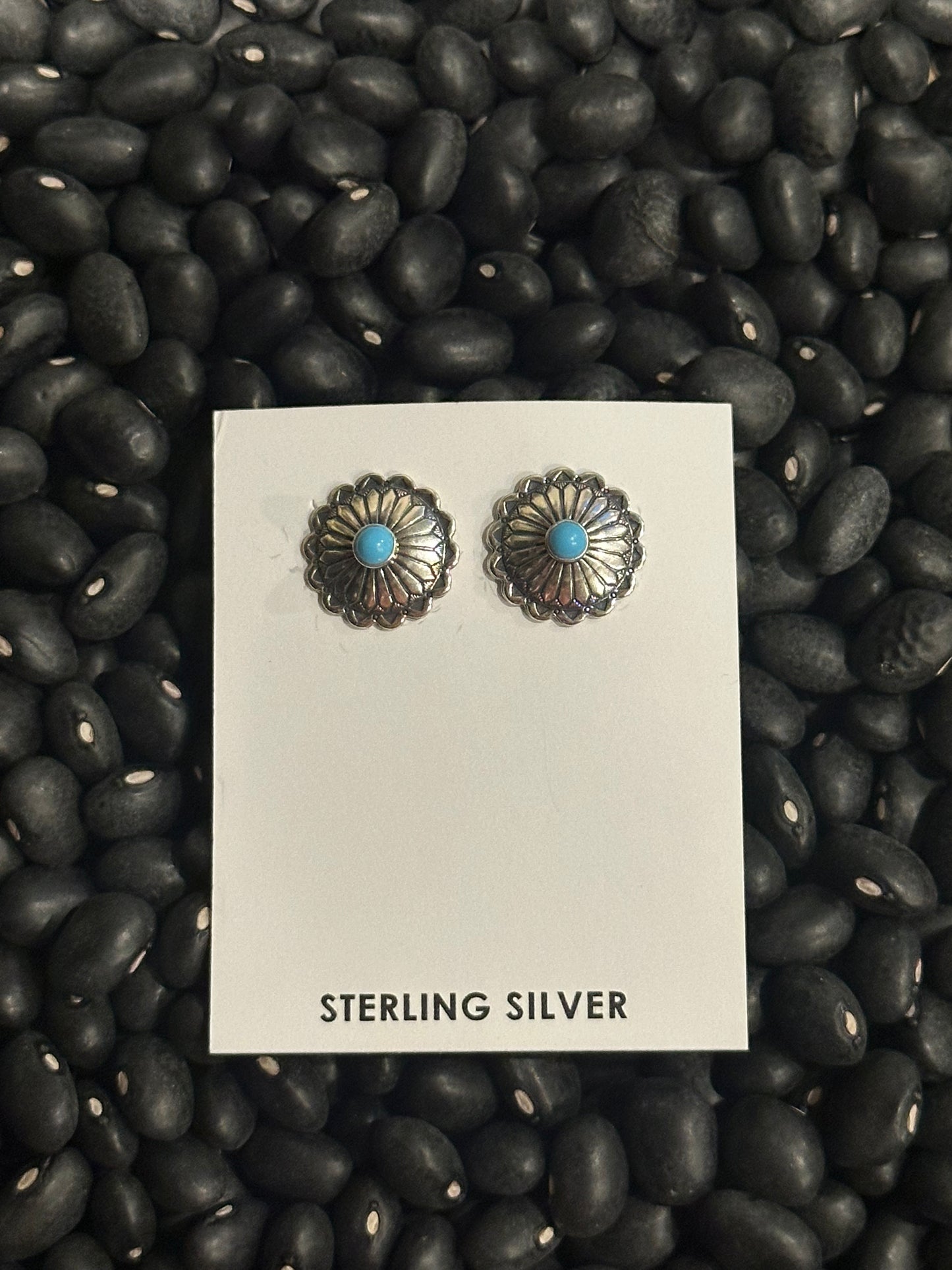 Silver Concho Stud Earrings