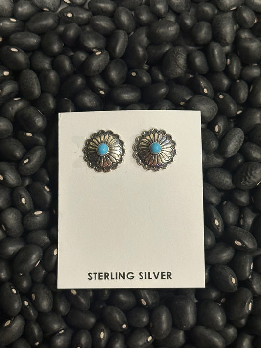 Silver Concho Stud Earrings