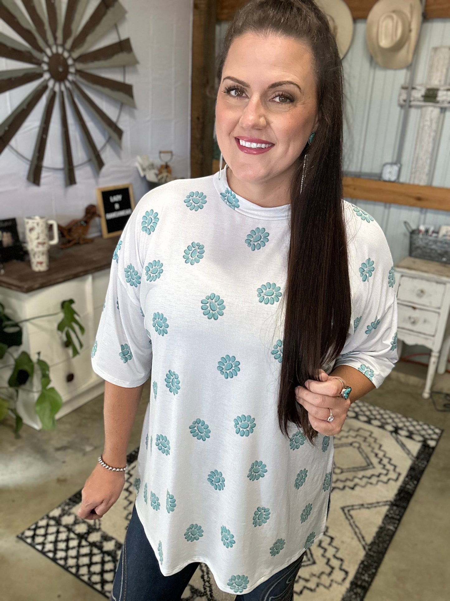 Concho Turquoise Oversize Shirt