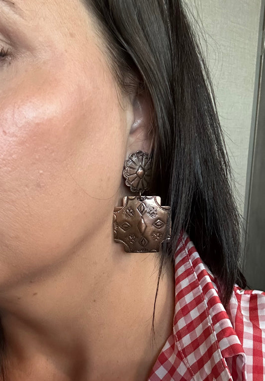 Copper Concho Earrings