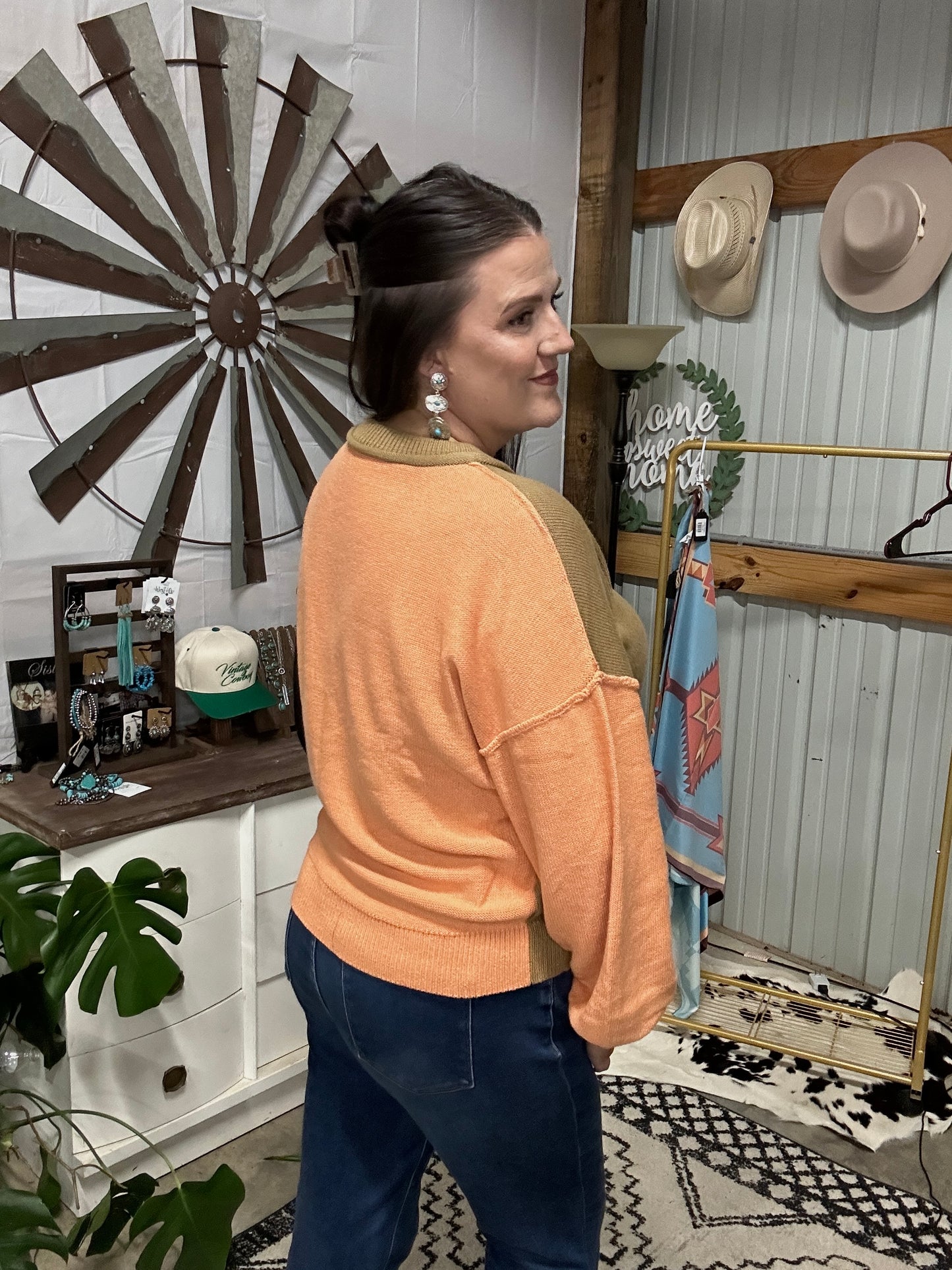 Color Block Knit Pullover