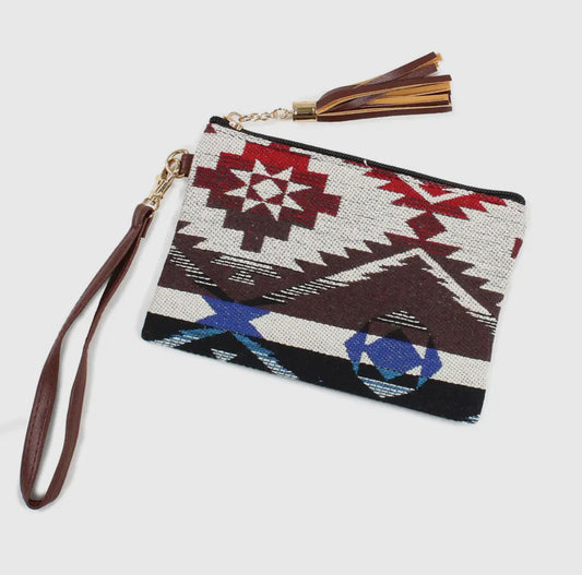 Aztec Print Wristlet Pouch