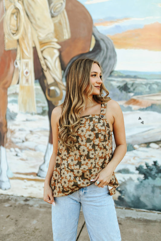Buckin’ Bibs Floral Tank