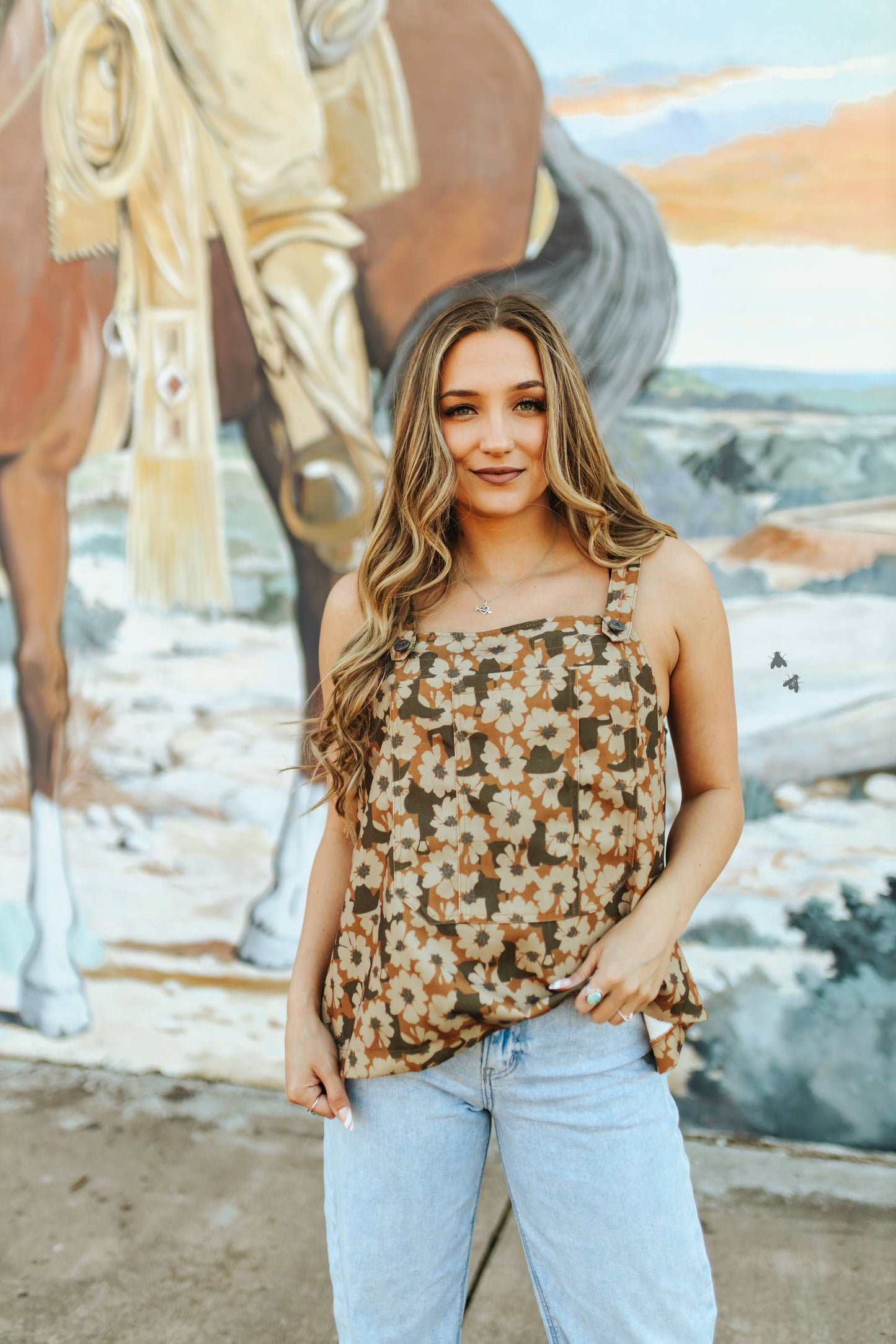 Buckin’ Bibs Floral Tank
