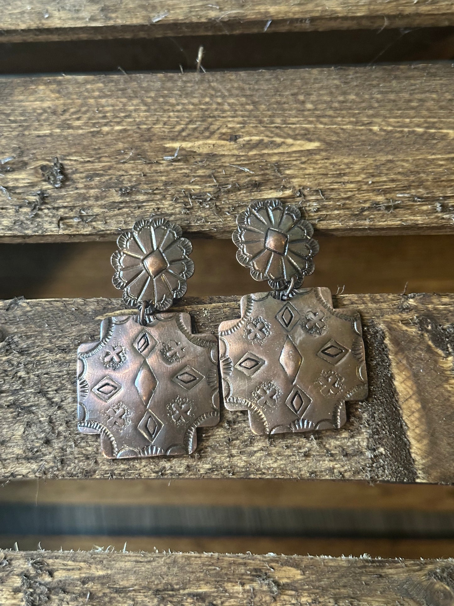 Copper Concho Earrings