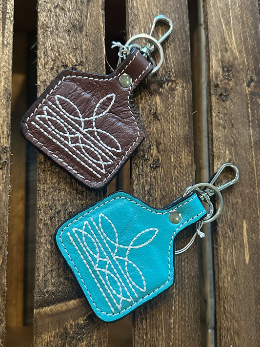 Leather Cowtag Keychain
