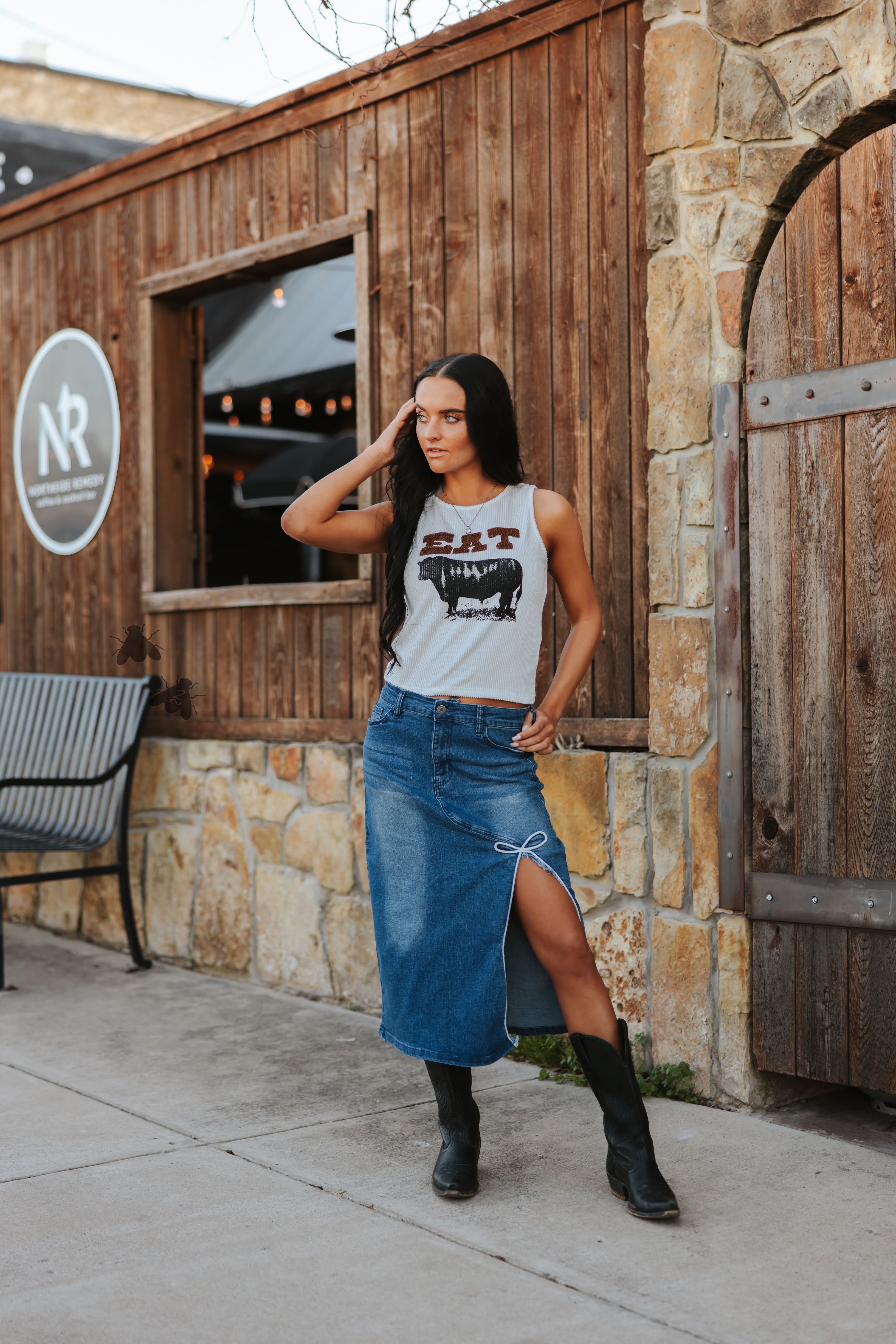 Lazy R Script Brand Denim Dreams Skirt – Lazy R Ranchwear
