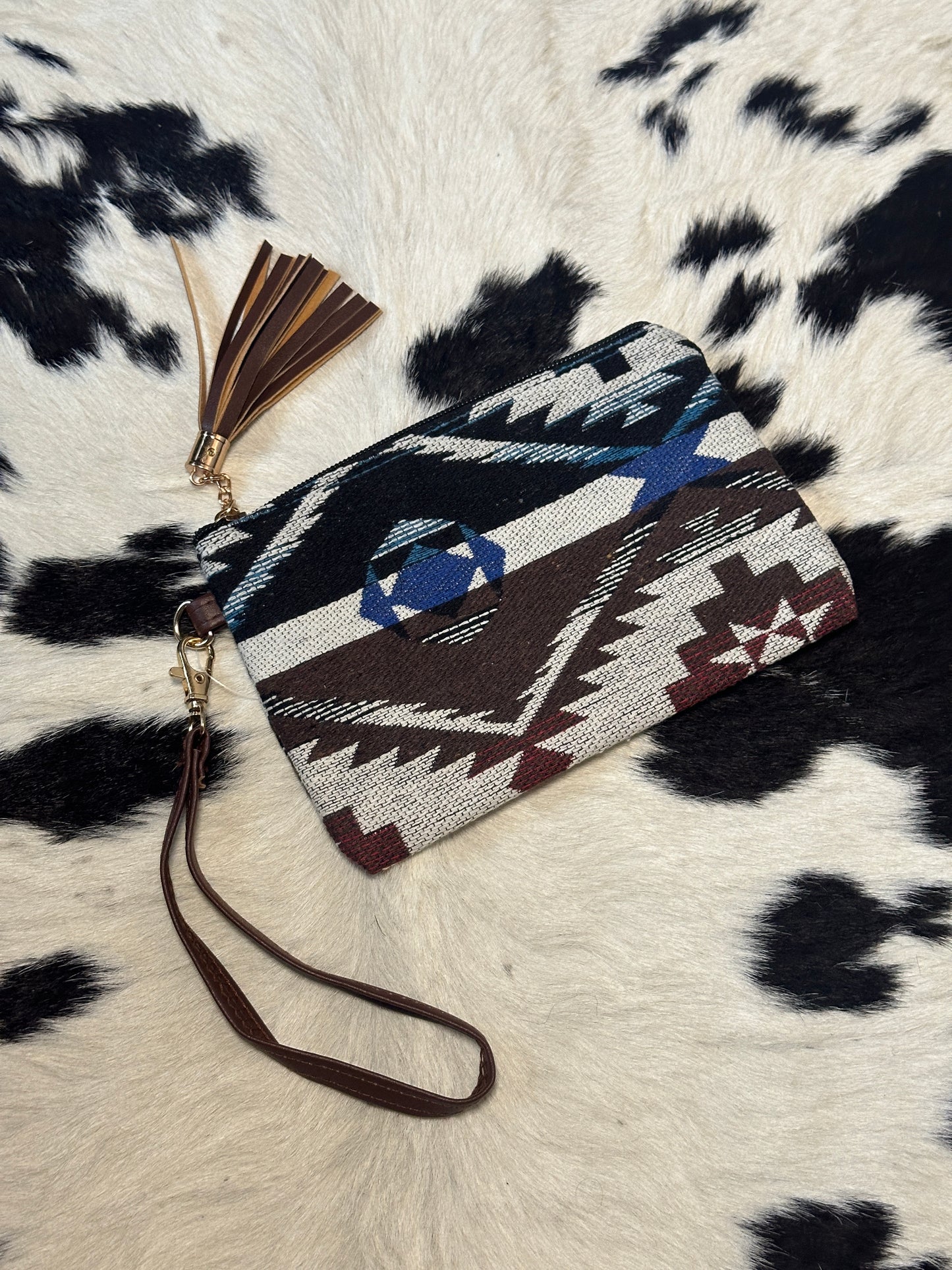 Aztec Print Wristlet Pouch