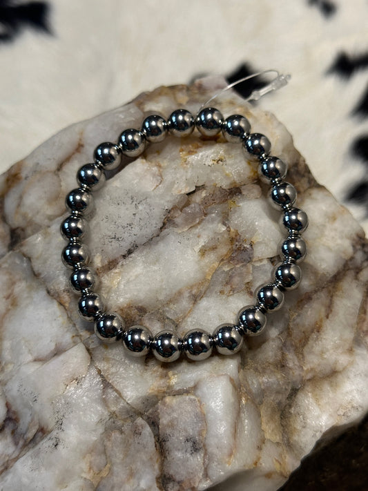 8 mm Stainless Steel Beaded Bracelet