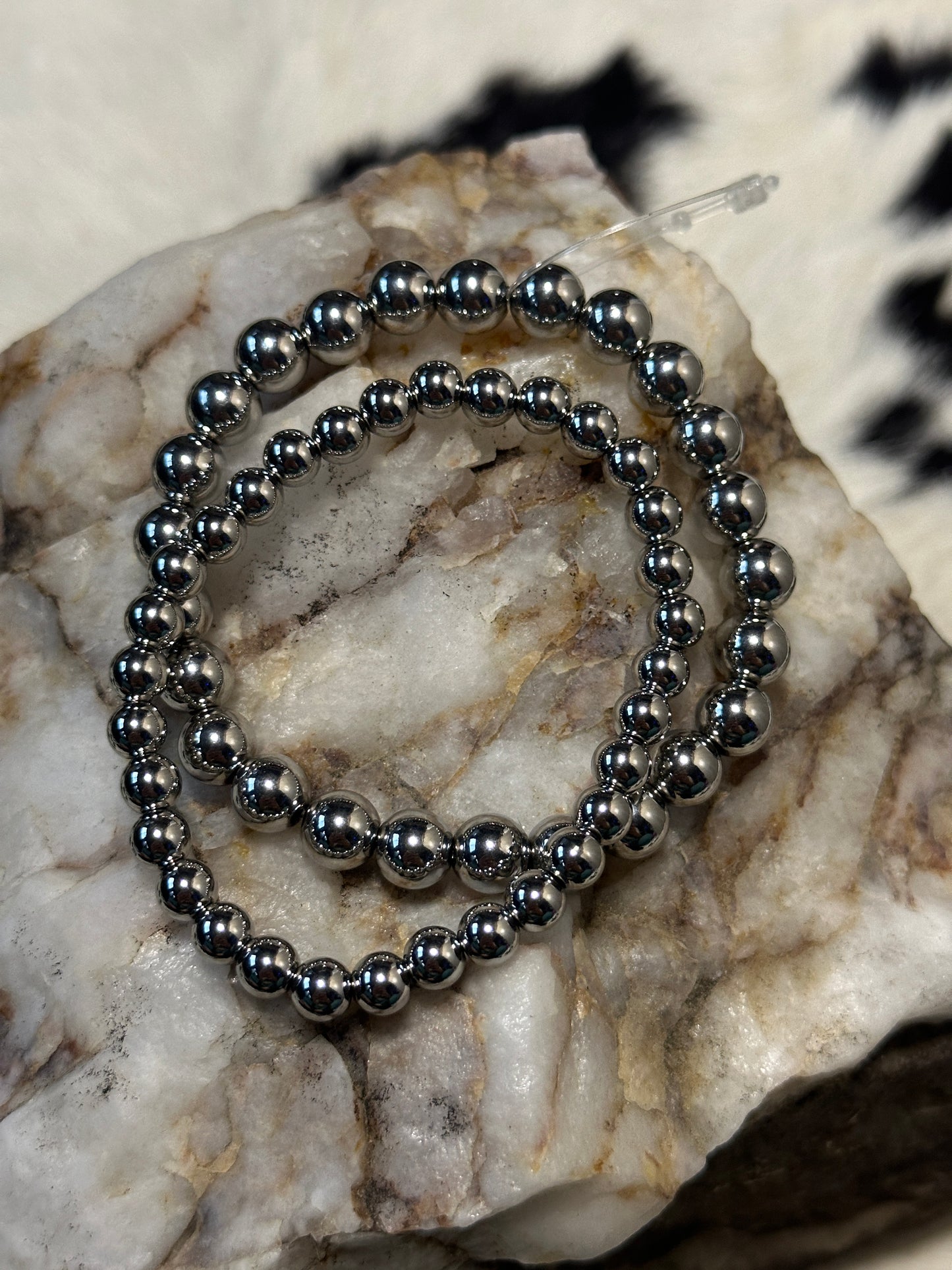 6 mm Stainless Steel Beaded Bracelet