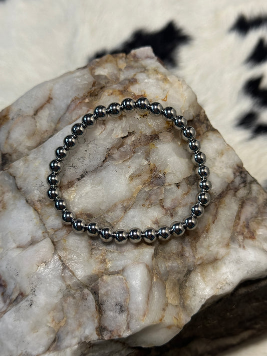 6 mm Stainless Steel Beaded Bracelet