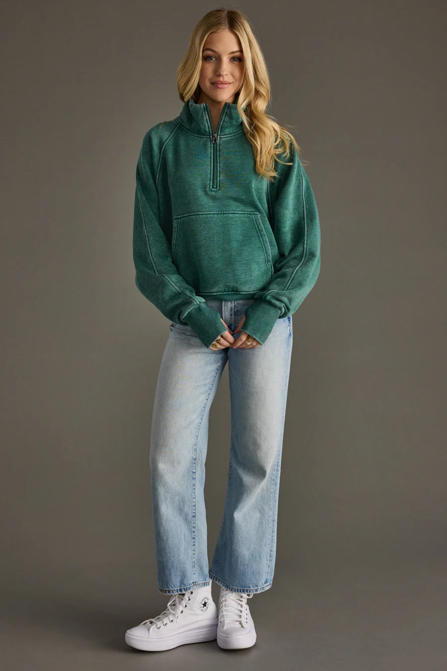 Washed Green Quarter Zip