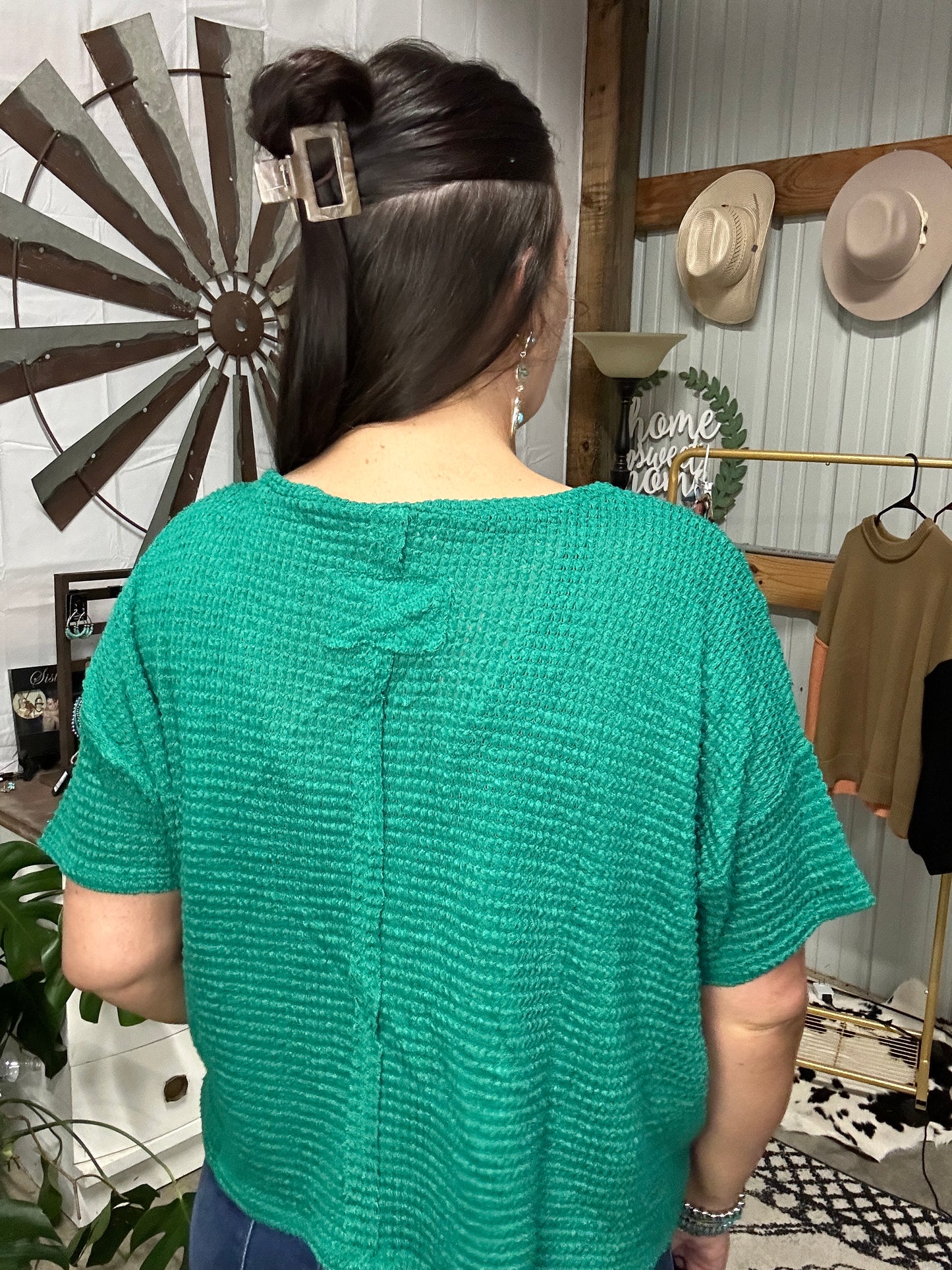 Drop Shoulder Short Sleeve Sweater