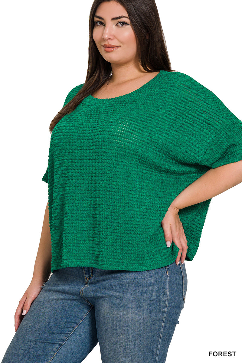 Drop Shoulder Short Sleeve Sweater