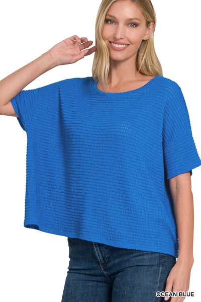 Drop Shoulder Short Sleeve Sweater