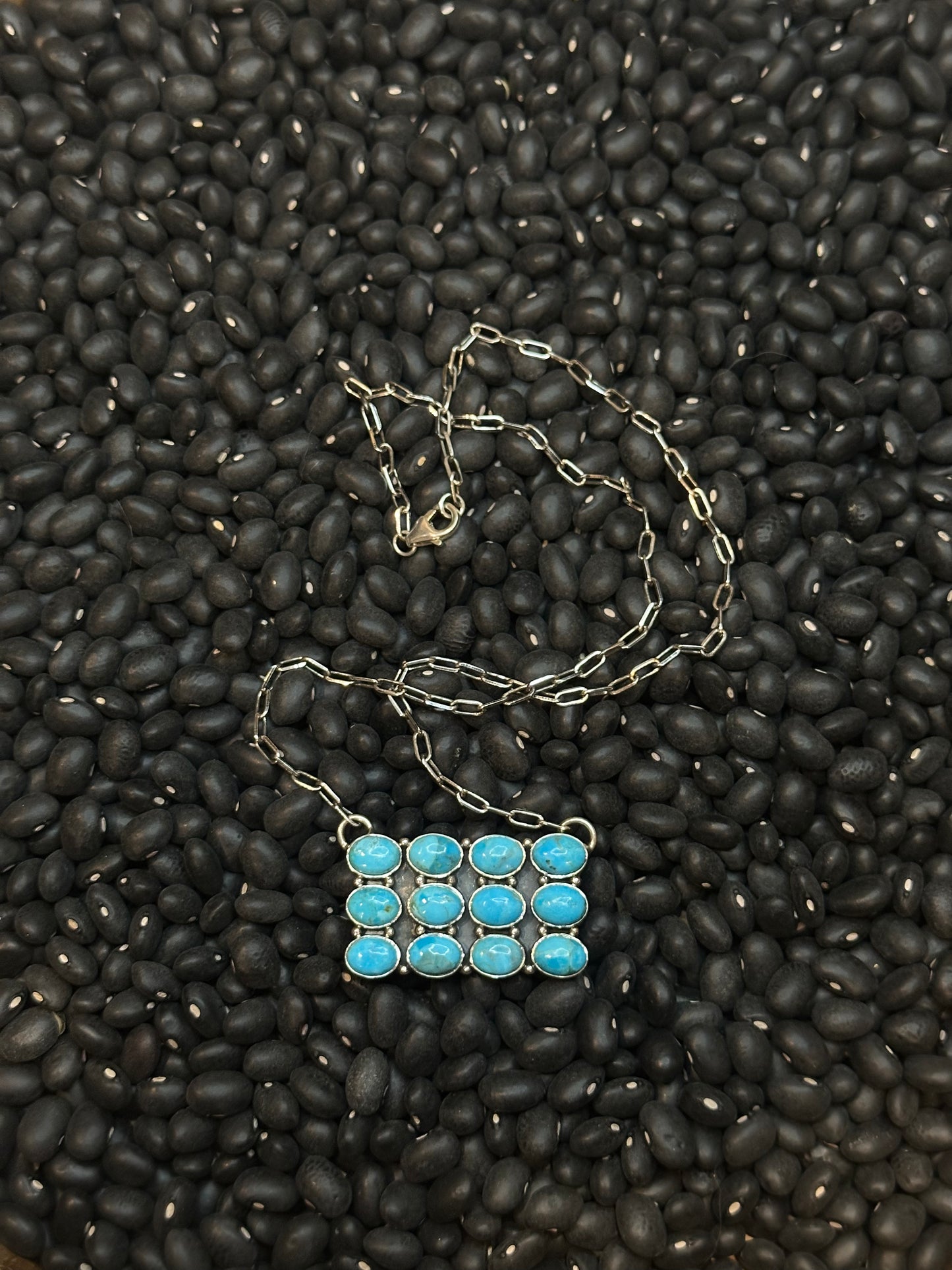12 Stone Cluster Bar Necklace