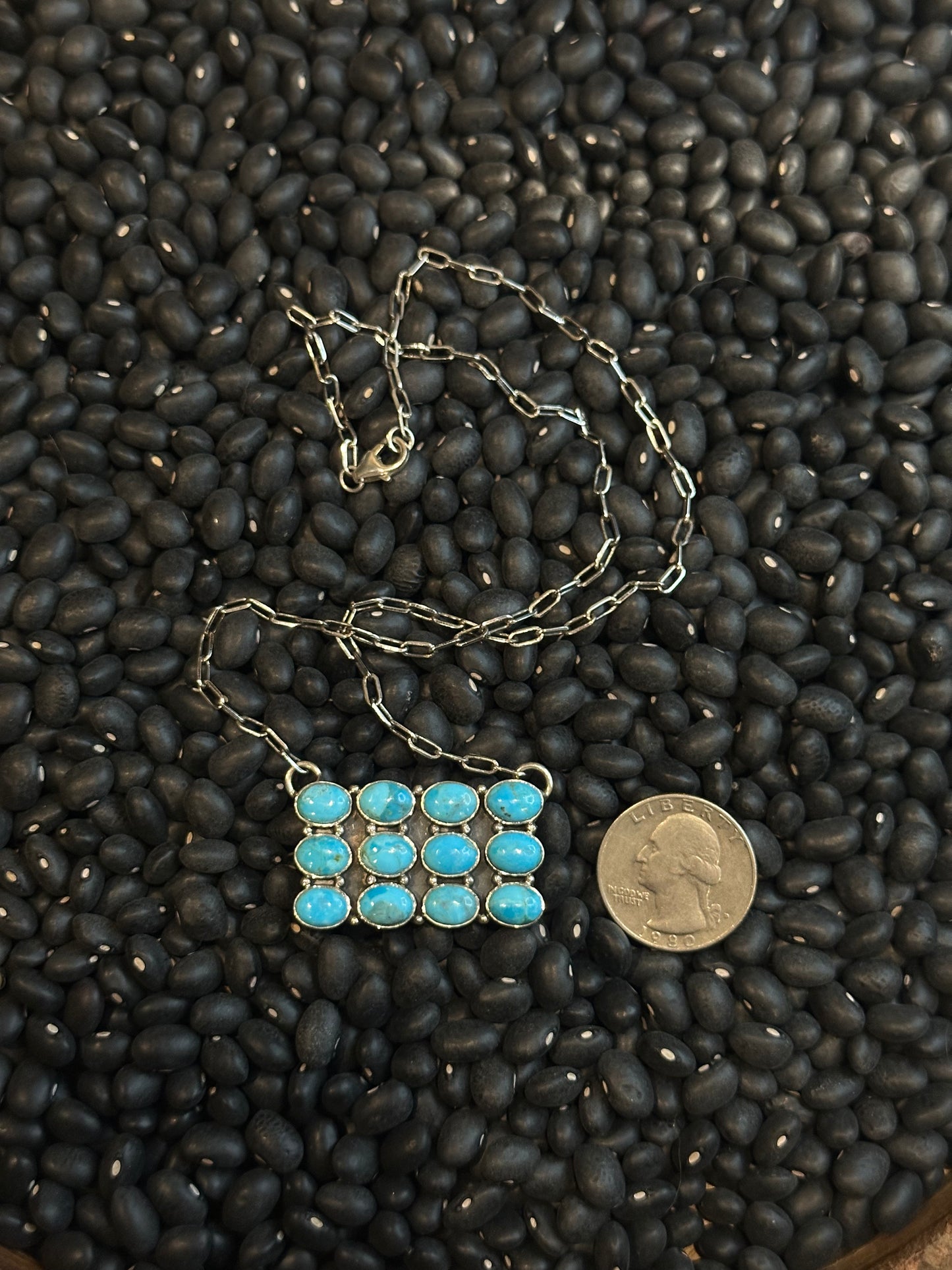 12 Stone Cluster Bar Necklace